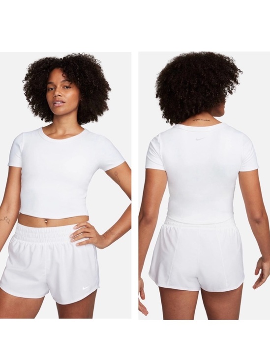 Nike Tops - Nike One Dri-FIT Cropped Tee White M Fitted Athletic Top Workout Shirt